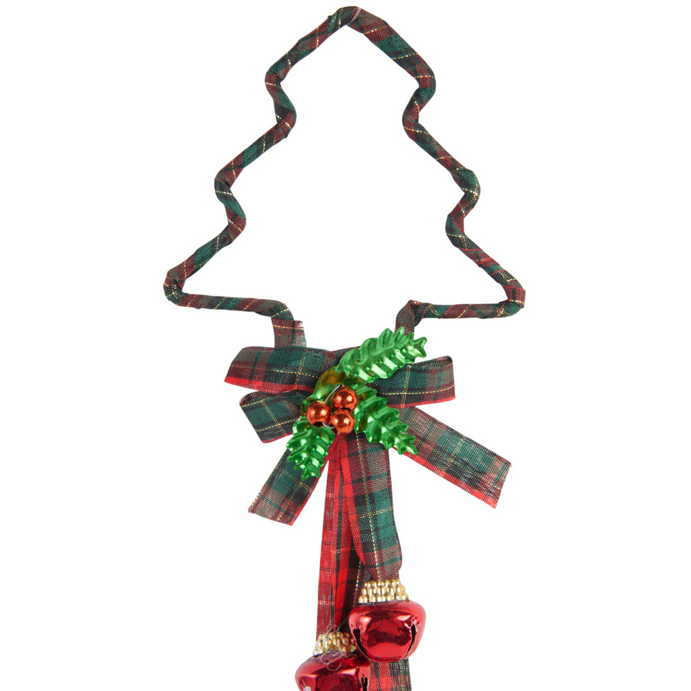 Traditional Christmas Red Tartan Star and Bell Hanging Ornament Image 4