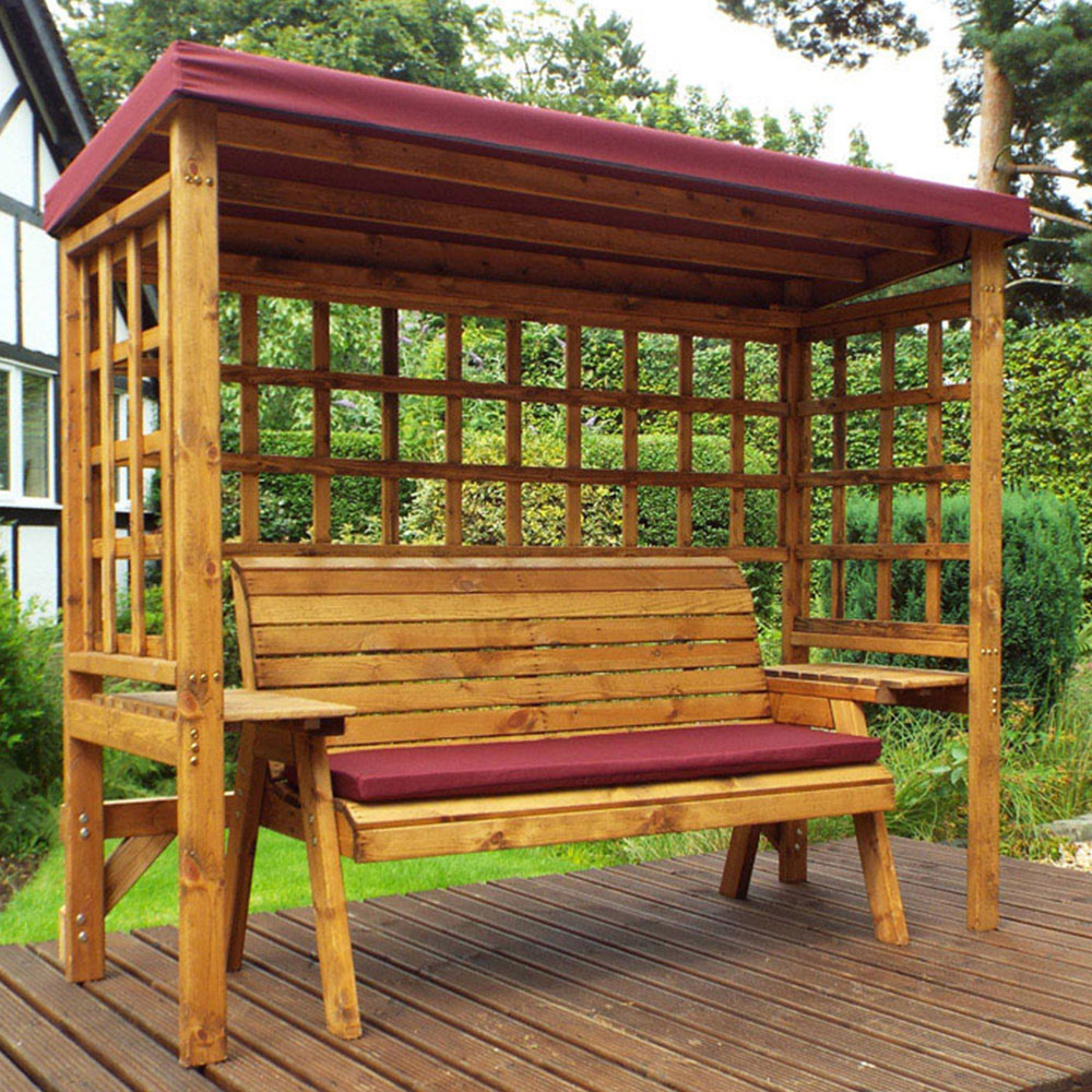 Charles Taylor Wentworth 3 Seater Arbour with Burgundy Roof Cover Image 1