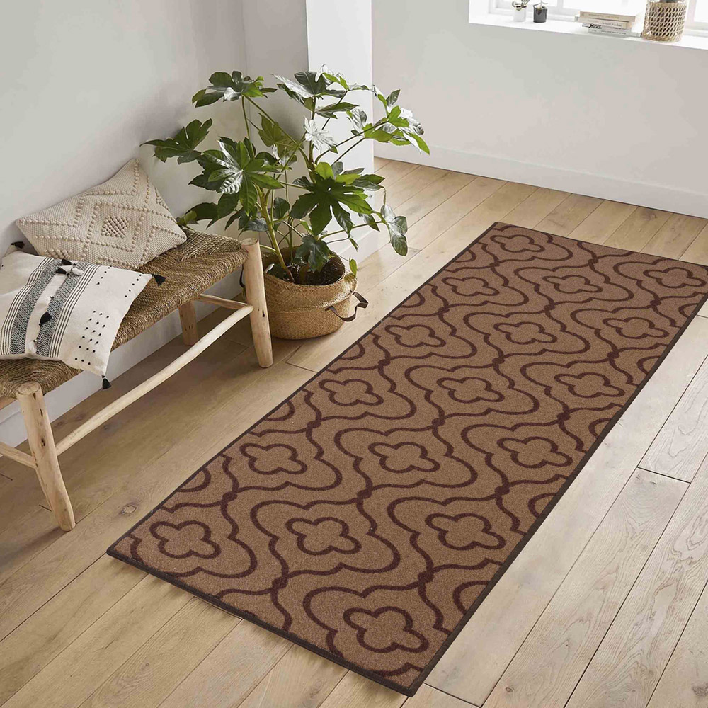 Desire Rugs Havana Beige Quatrefoil Anti Slip Door Mat 220 x 67cm Image 2