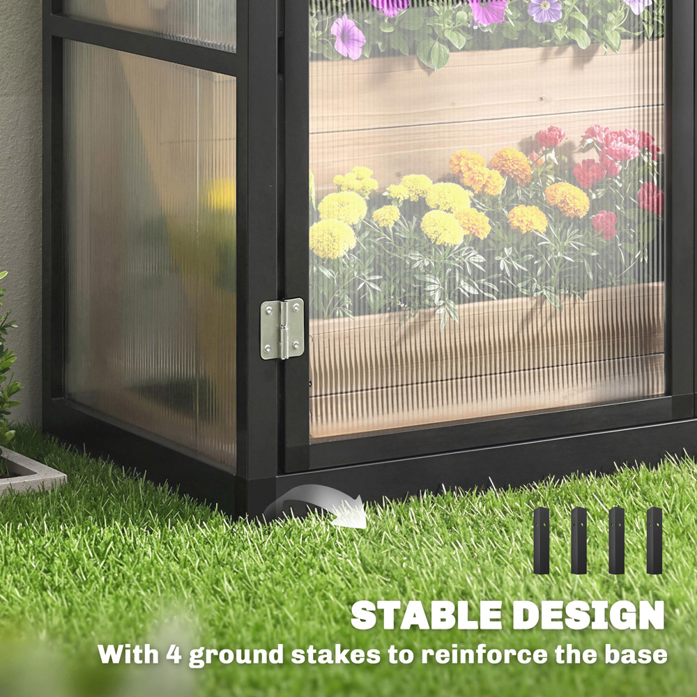 Outsunny Black Aluminium Frame Polycarbonate 3.9 x 1.8ft Walk-In Greenhouse Image 5