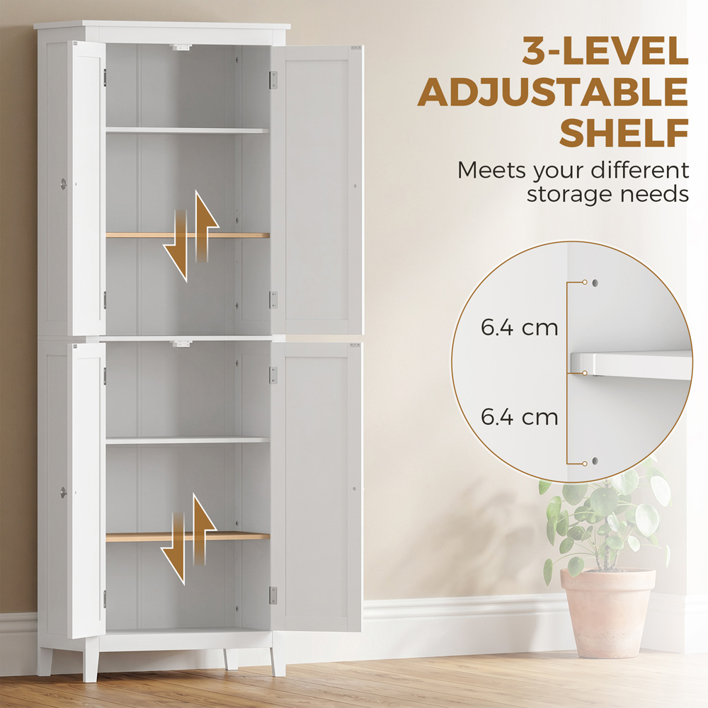 HOMCOM 4 Door White Tall Bathroom Storage Cabinet Image 6