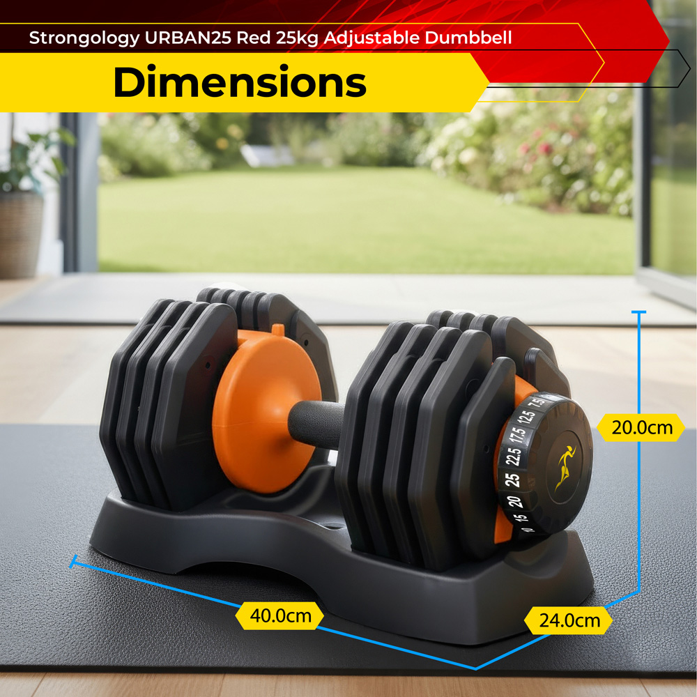 Strongology Urban25 Black and Orange Adjustable Smart Dumbbell 2.5 to 25kg Image 9