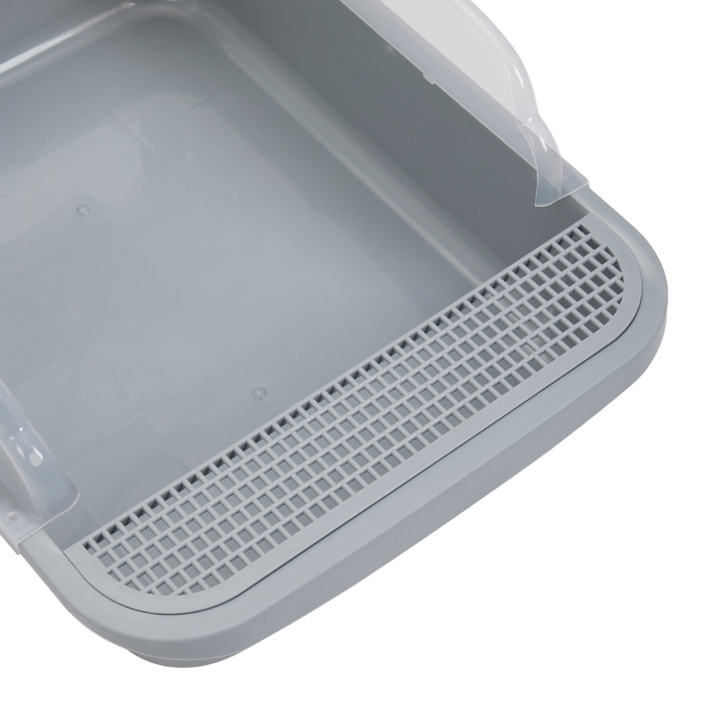 H&O Direct Large Plastic Anti Splash Grey Cat Litter Box 12L Image 4