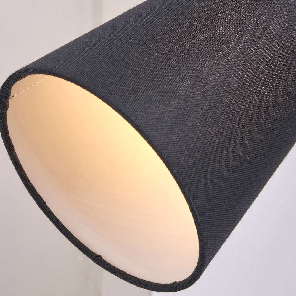 Pacific Lifestyle Juna Black Fabric Shade Black Metal and Natural Wood Wall Light Image 4