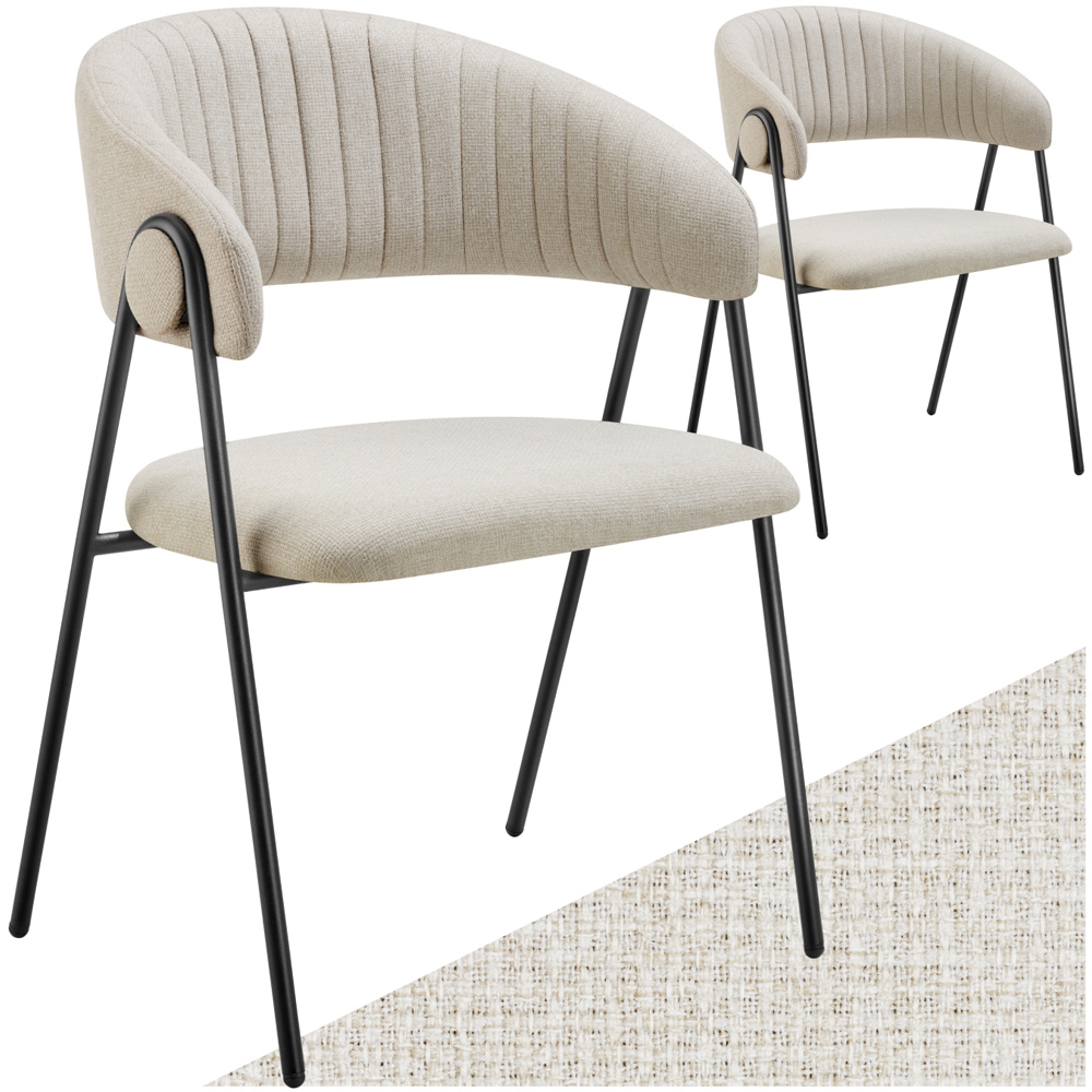 tectake Bedano Set of 2 Greige Dining Chair Image 2