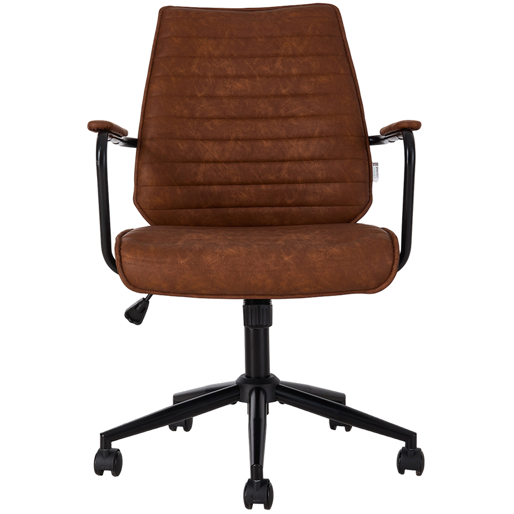 Living and Home Brown PU Leather Swivel and Adjustable High Back Retro Office Chair Image 3