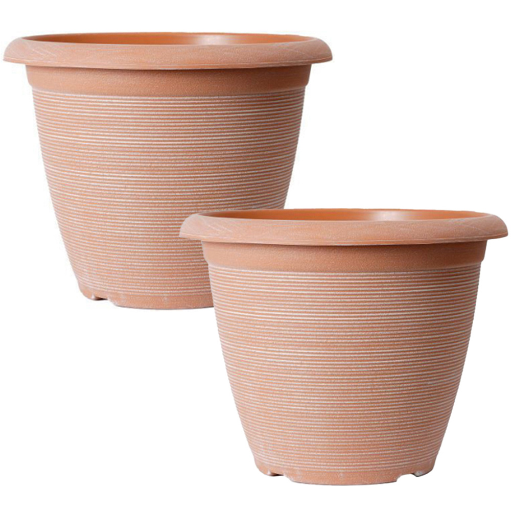 YouGarden Helix Powdered Clay Plastic Planter 33cm 2 Pack Image 1