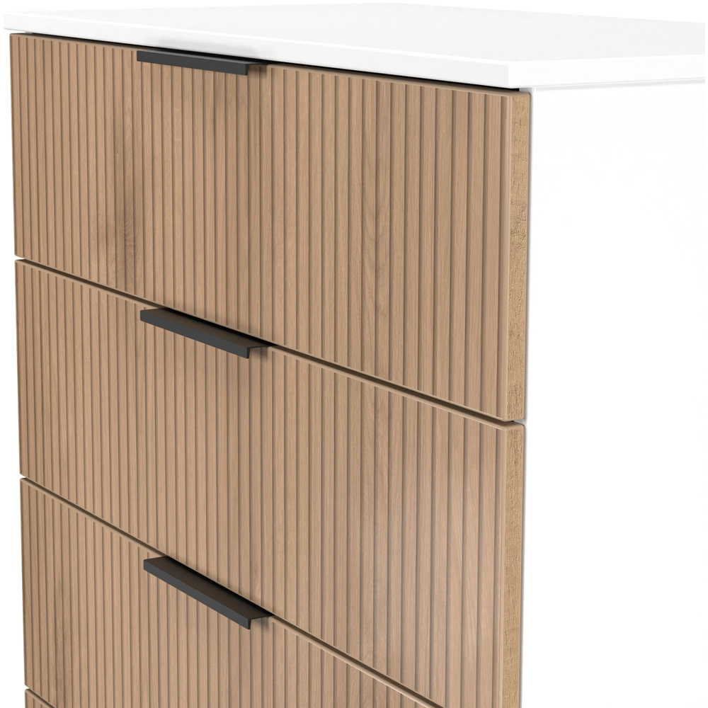 Crowndale Java 4 Drawer Slatt Effect and White Chest of Drawers Ready Assembled Image 5