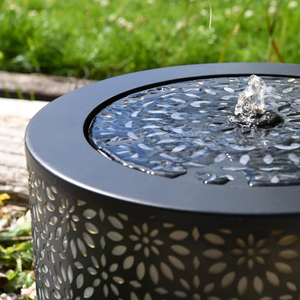 Garden Gear Marrakech Lantern Effect Metal LED Water Feature with Silhouette Effect Image 5