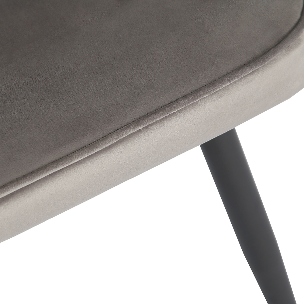 Metis Set of 2 Dark Grey Velvet Dining Chair Image 6