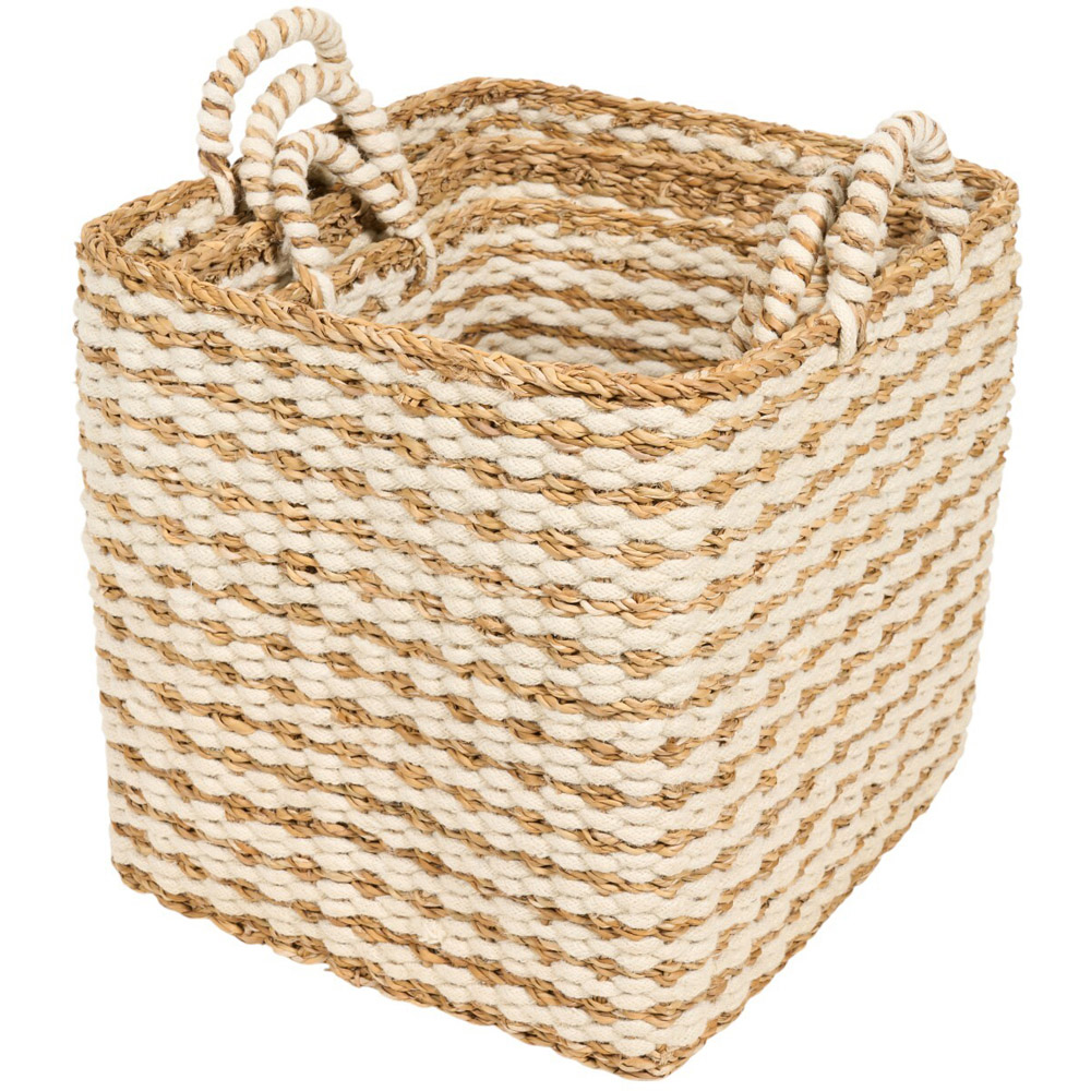 Set of 3 Seagrass and Jute Baskets Natural Image 4