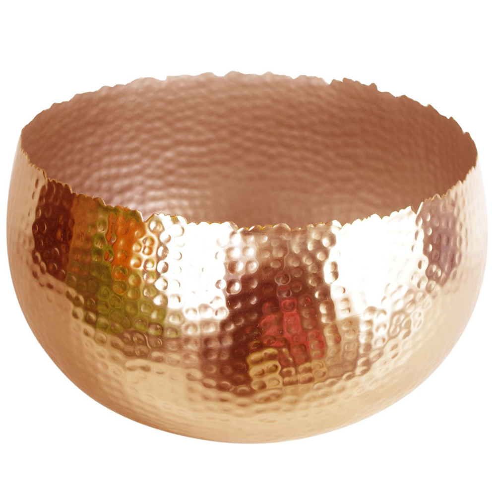 Leaf Hammered Copper Metal Bowl Planter 32 x 20cm Image 1