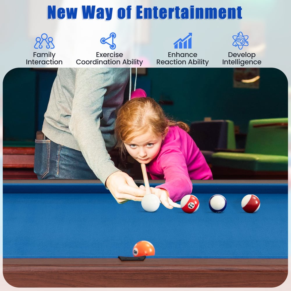 Costway Blue Wooden Pool Table Image 7