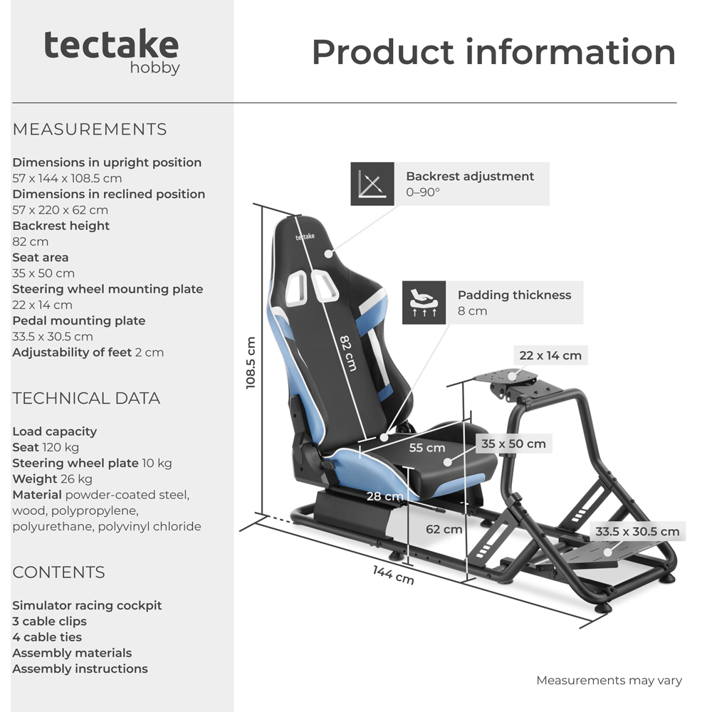 tectake Black and Azure Racing Seat Gaming Chair Image 9