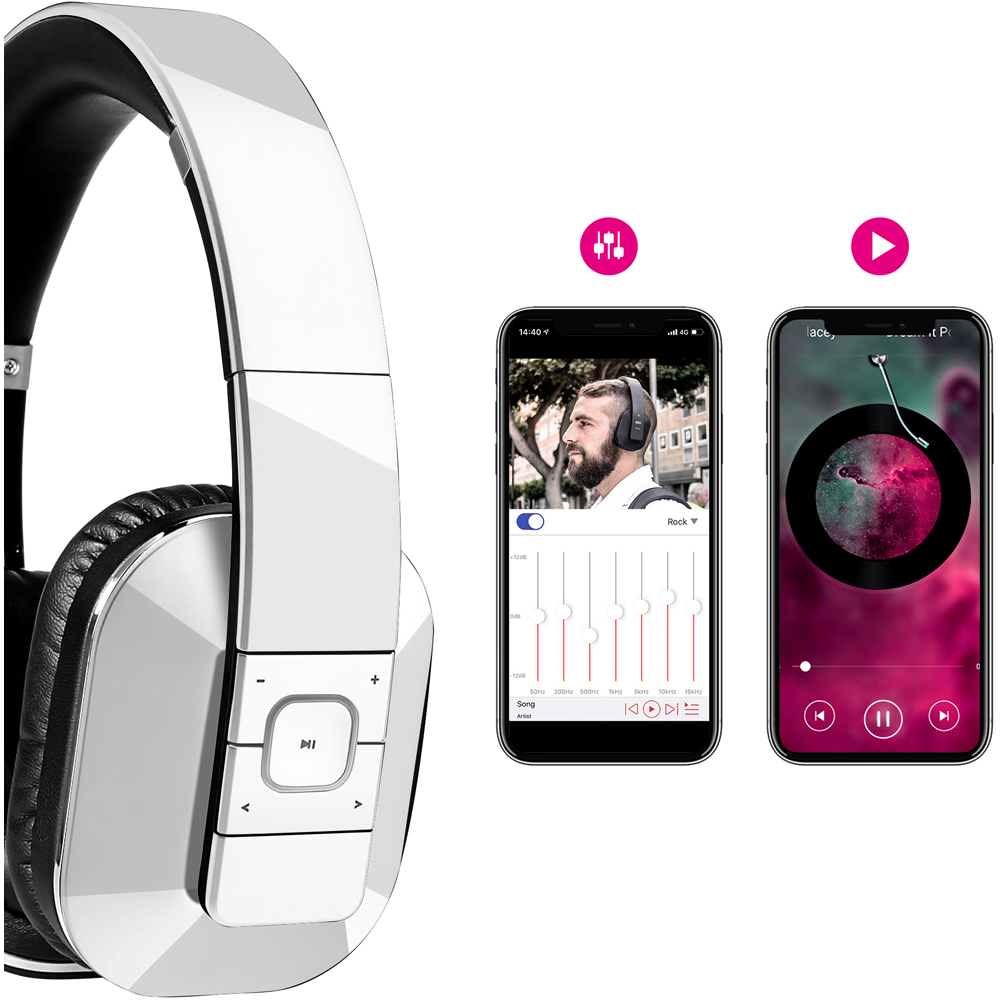 August EP650W White Wireless Low Latency NFC Bluetooth Headphones with Mic Image 4