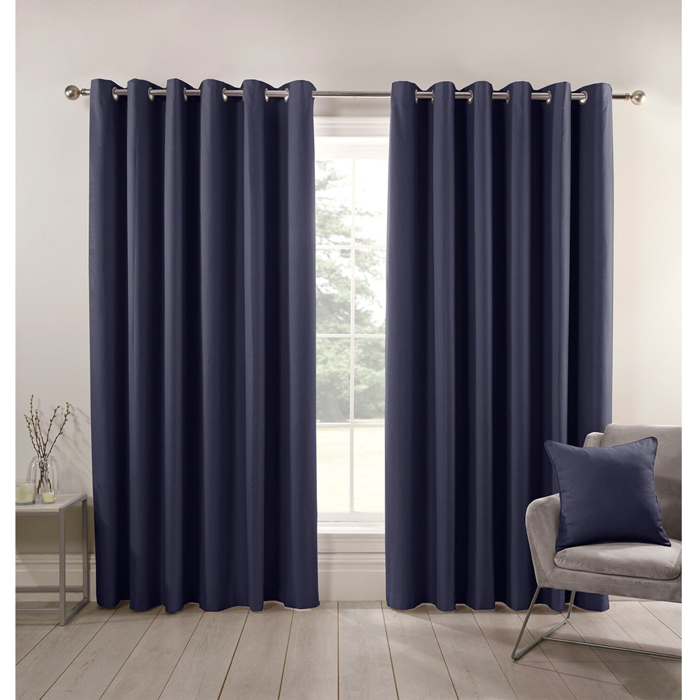 Divante Hoxton Navy Blackout Eyelet Curtains 168 x 137cm Image 6