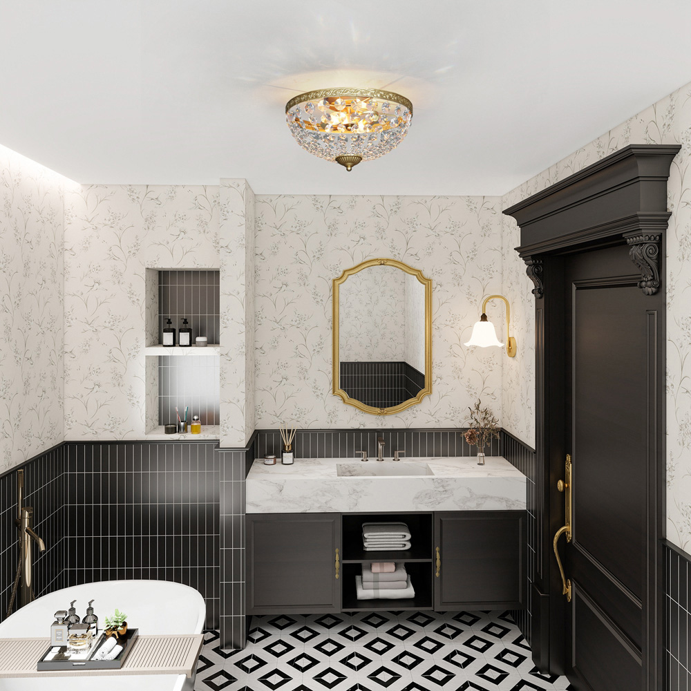 HOMCOM Gold Chandelier Crystal Ceiling Light Image 3