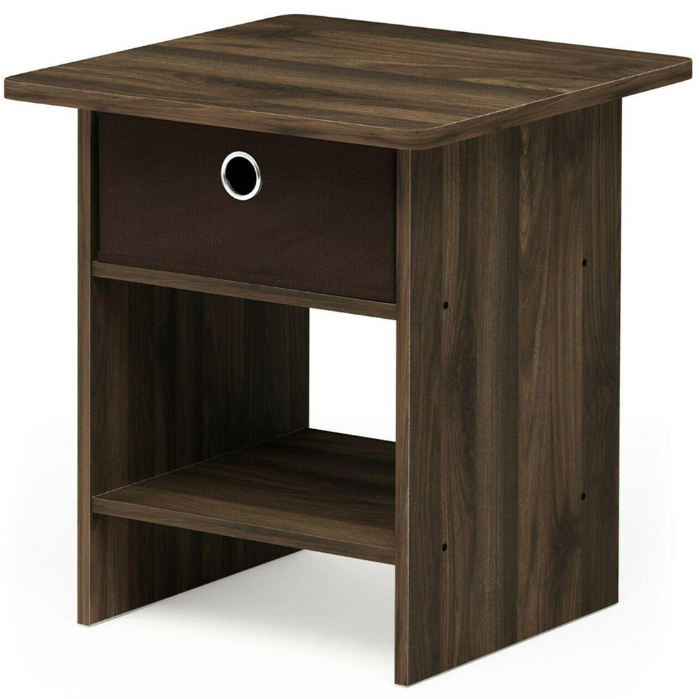 Walplus Dario Single Drawer Single Shelf Dark Brown End Table Image 2