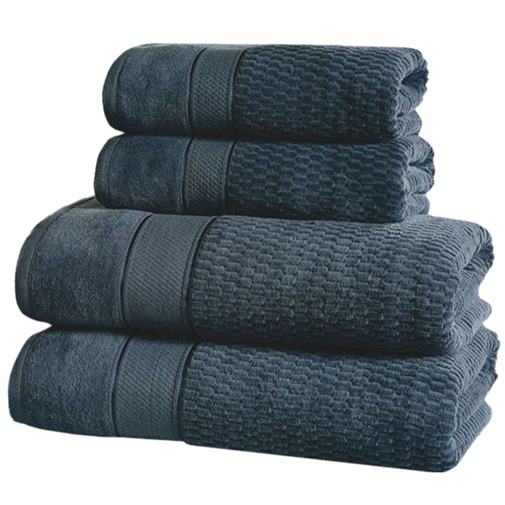Rapport Home Royal Blue Velvet Woven Cotton Face Cloth Image 3