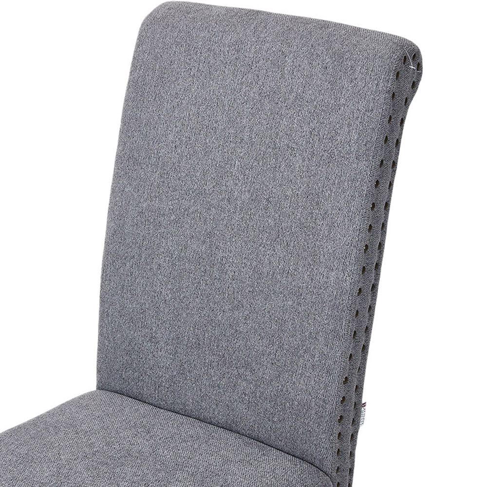 Living and Home Set of 2 Grey Linen Upholstered Dining Chairs Image 5