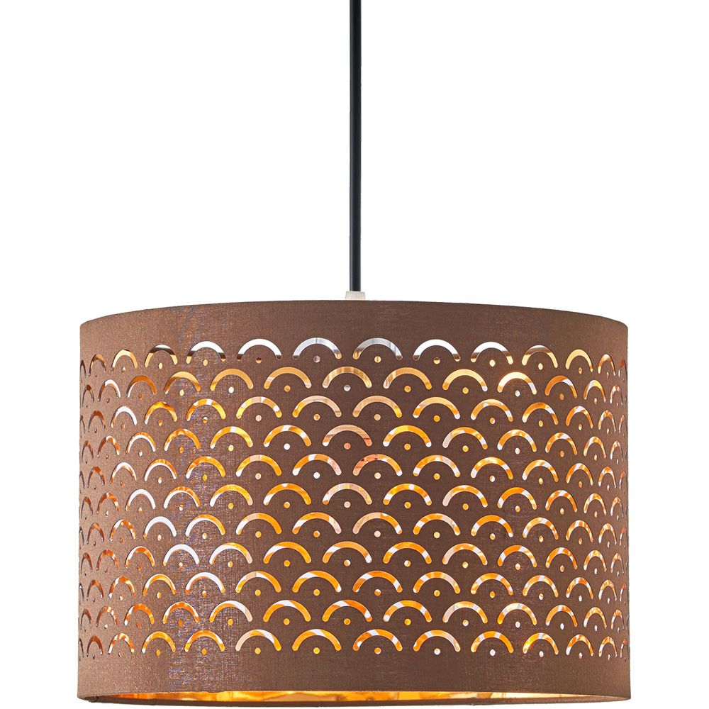 Innoteck Brown and Gold Reflective Drum Lamp Shade Image 1