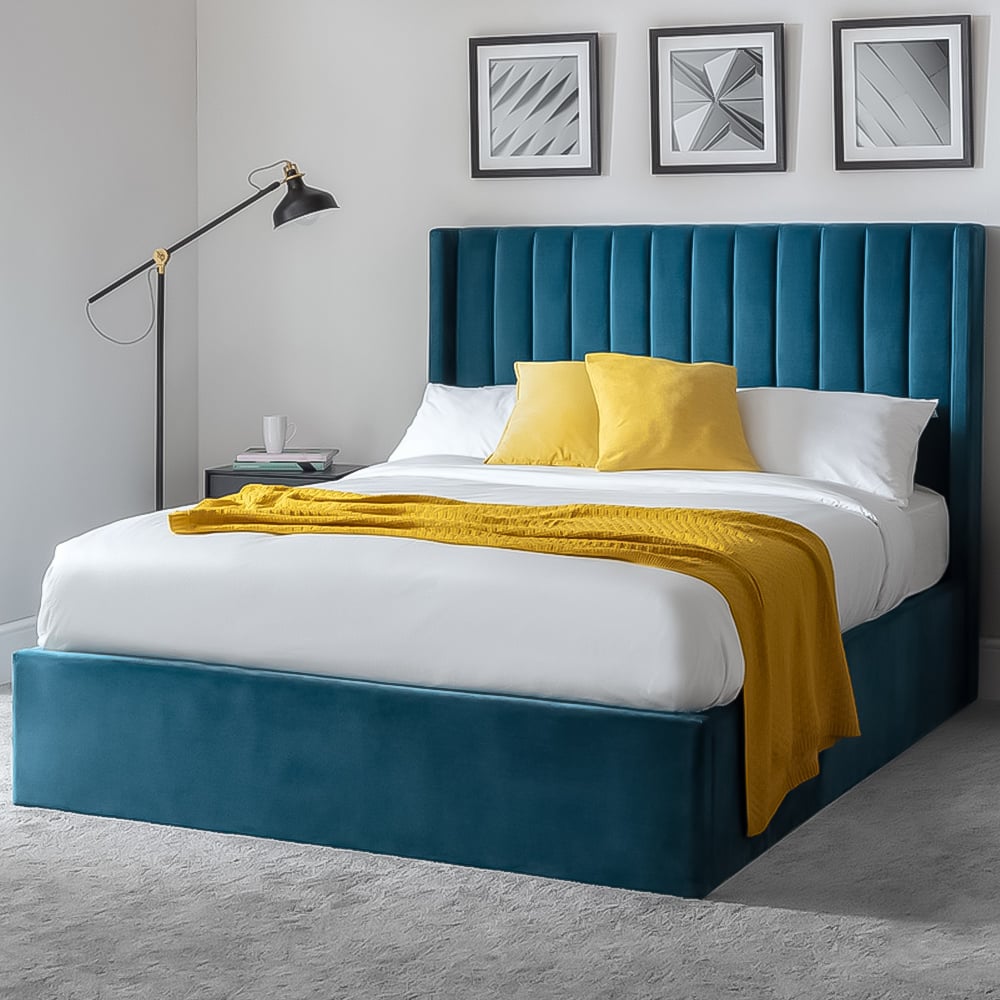 Julian Bowen Langham Super King Teal Storage Ottoman Bed Image 1