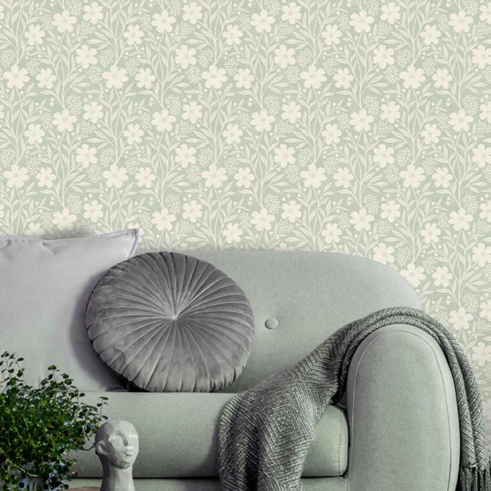 Arthouse Berry Floral Sage Wallpaper Image 4