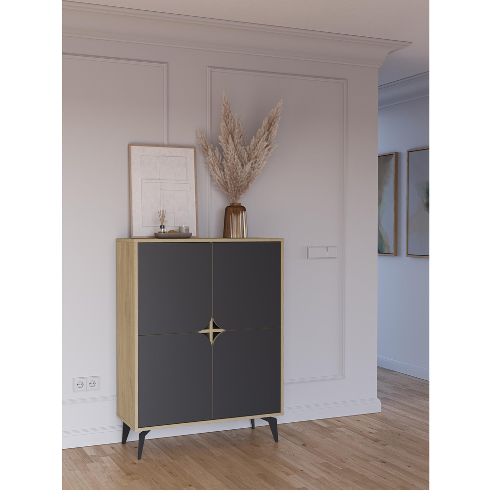 Decortie Spark 4 Door Sapphire Oak and Silky Black Cabinet Image 4