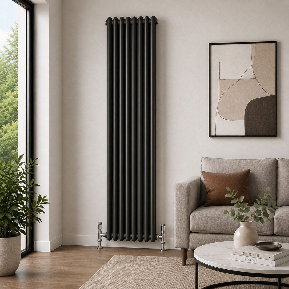 Go Bathrooms Uxbridge Anthracite Vertical Traditional Colosseum Radiator 1800 x 380mm Image 2