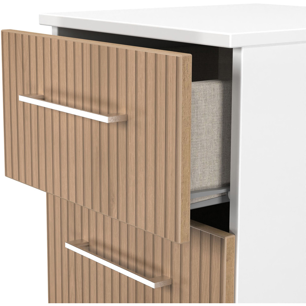 Crowndale Worcester 2 Drawer Slatt Effect and White Compact Bedside Cabinet Ready Assembled Image 5