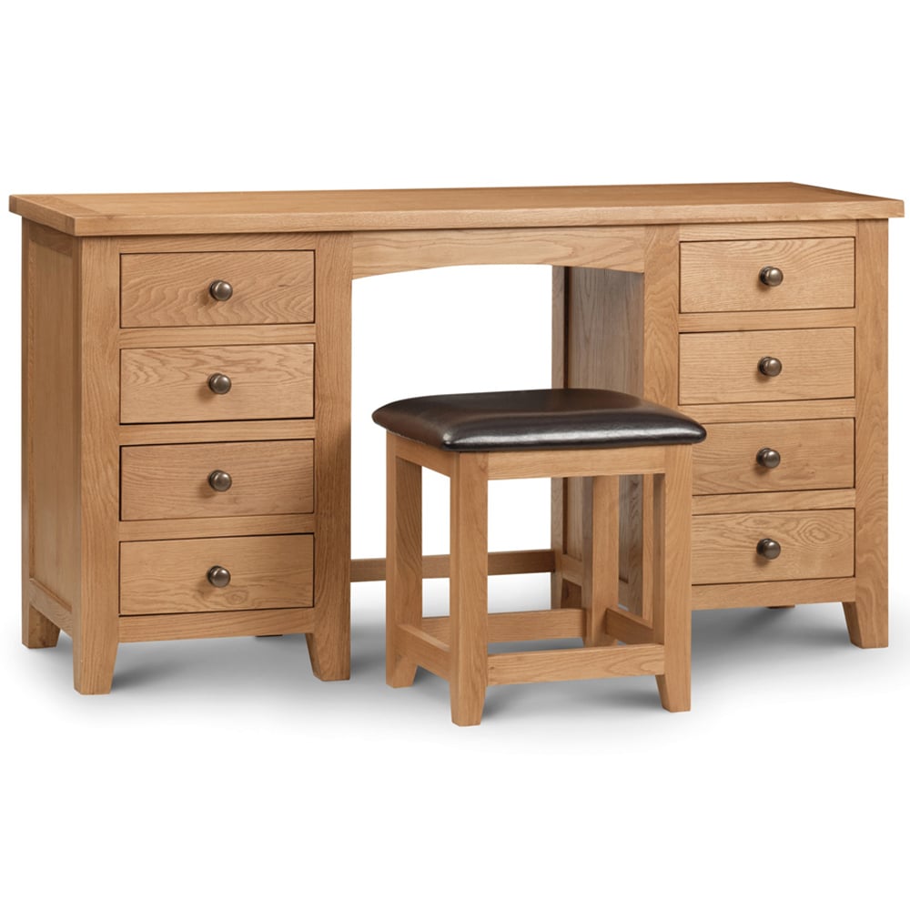 Julian Bowen Marlborough 8 Drawer Twin Pedestal Oak Dressing Table Image 2