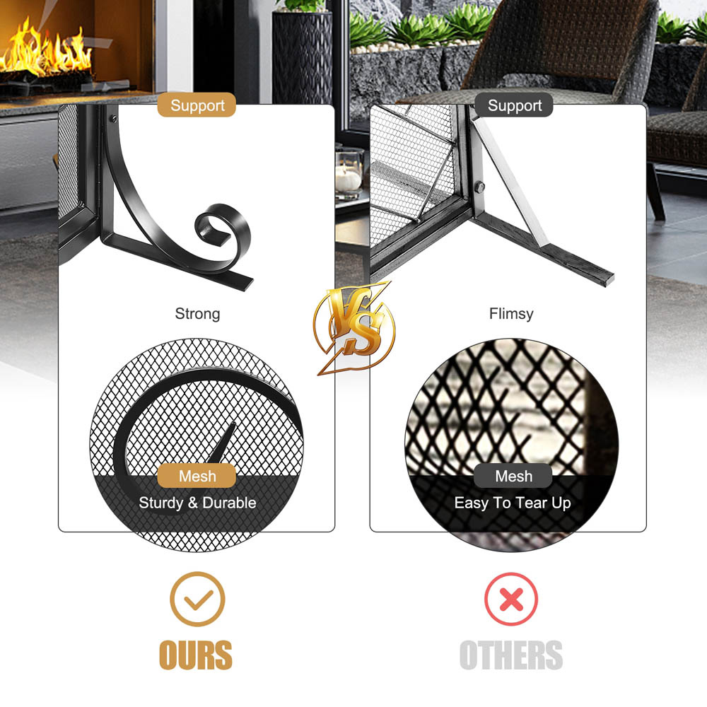 Costway Fireplace Screen with Magnetic Doors Image 5