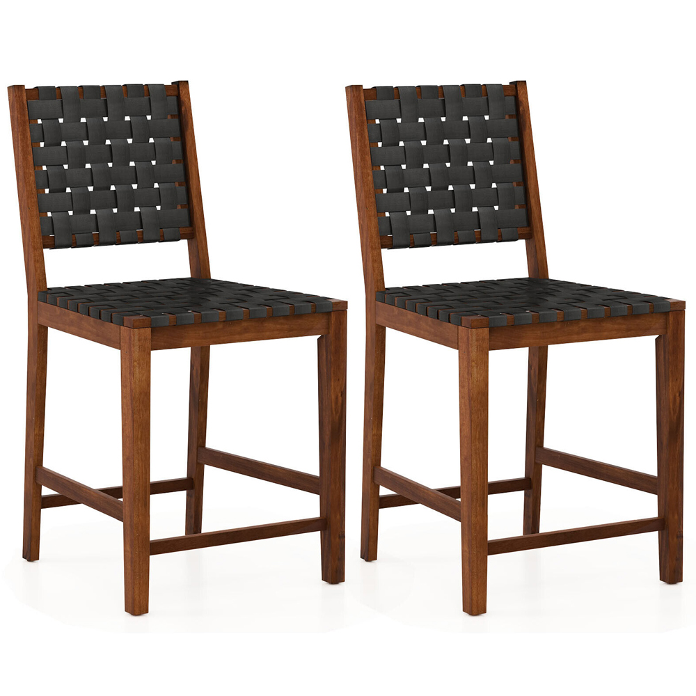 Costway Brown Woven Bar Stool Set of 2 Image 2