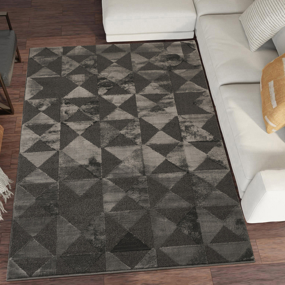 Desire Rugs Hamilton Dark Grey Geometric Triangle Mosaic Rug 120 x 170cm Image 2