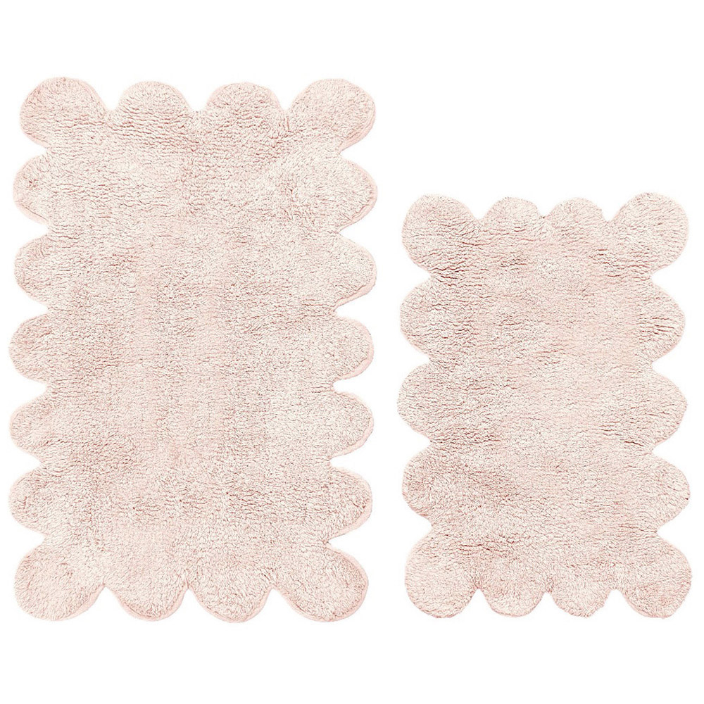 Allure Bath Fashions 2 Piece Scallop Blush Pink Bath Mat Set Image 1