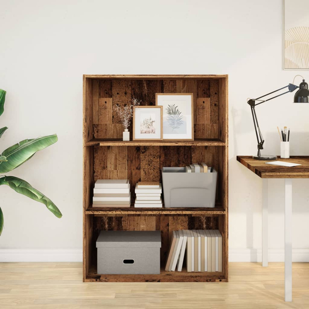 vidaXL 3 Shelf Old Wood Bookcase Image 8