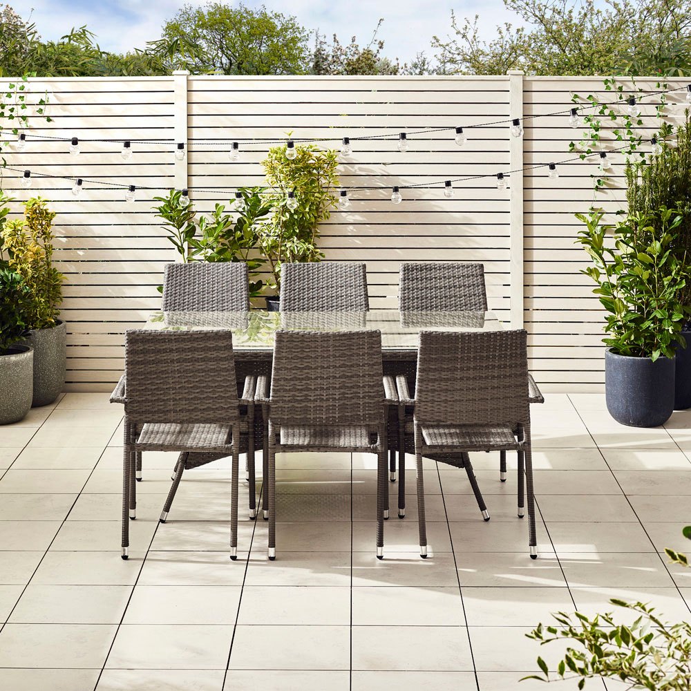 Furniturebox Dominica 6 Seater Garden Dining Set Grey Image 5