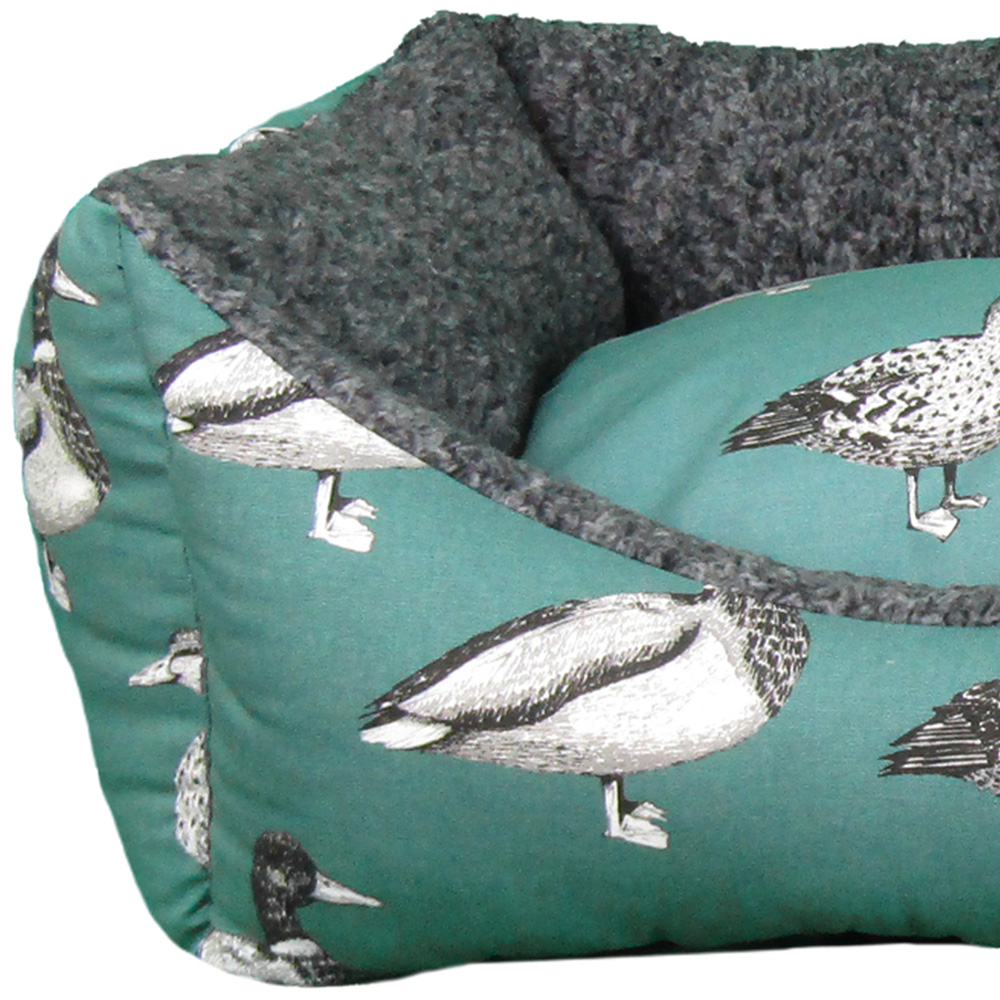 Snug & Cosy Medium Rectangle Teal Duck Print Dog Bed Image 2