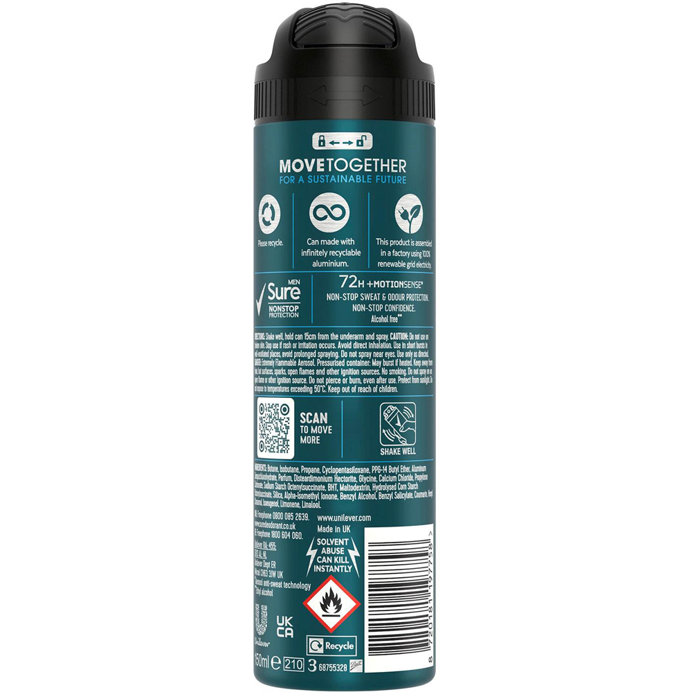 Sure Men Anti-Perspirant Invisible Ice Fresh Deodorant 150ml 18 Pack Image 3