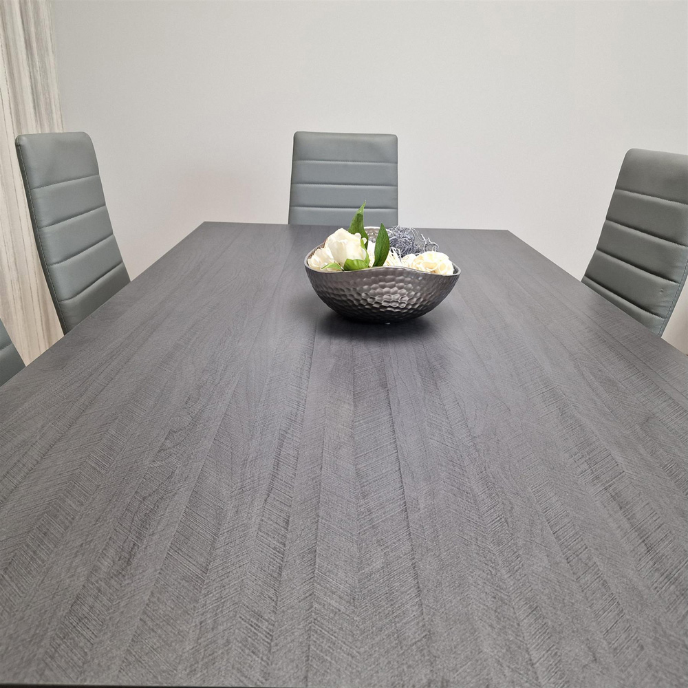 Kosy Koala 6 Seater Faux Leather Arrow Design Dining Set Grey Image 7