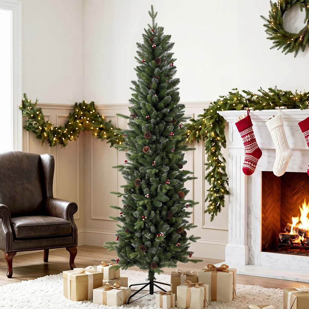 HOMCOM Green Slim Gracious Pine Artificial Christmas Tree with 904 Branch Tips Image 6