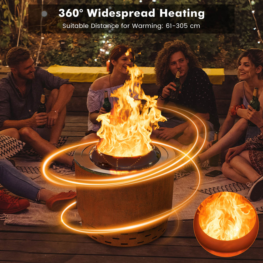 Costway Smokeless Stainless Steel Fire Pit 49cm Image 5