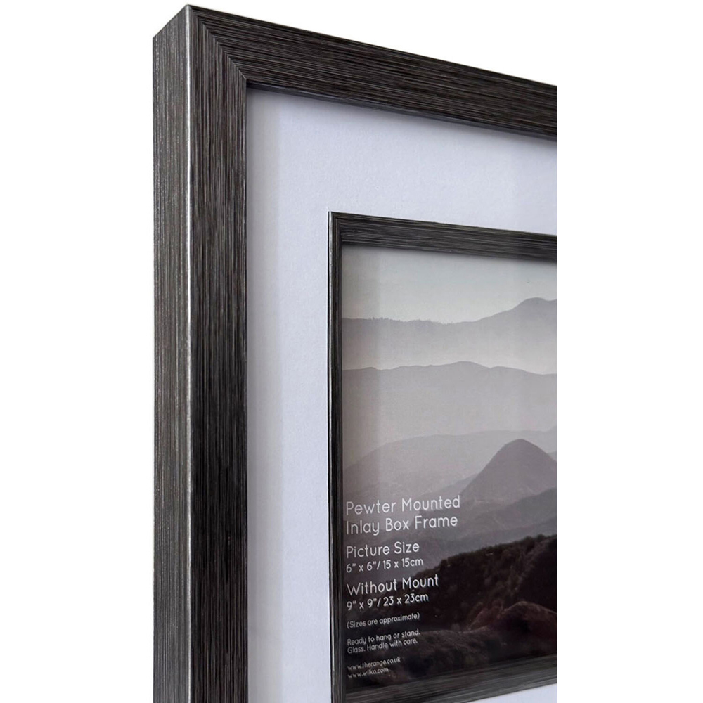 Mounted Inlay Box Photo Frame Pewter 6 x 6 inch Image 3