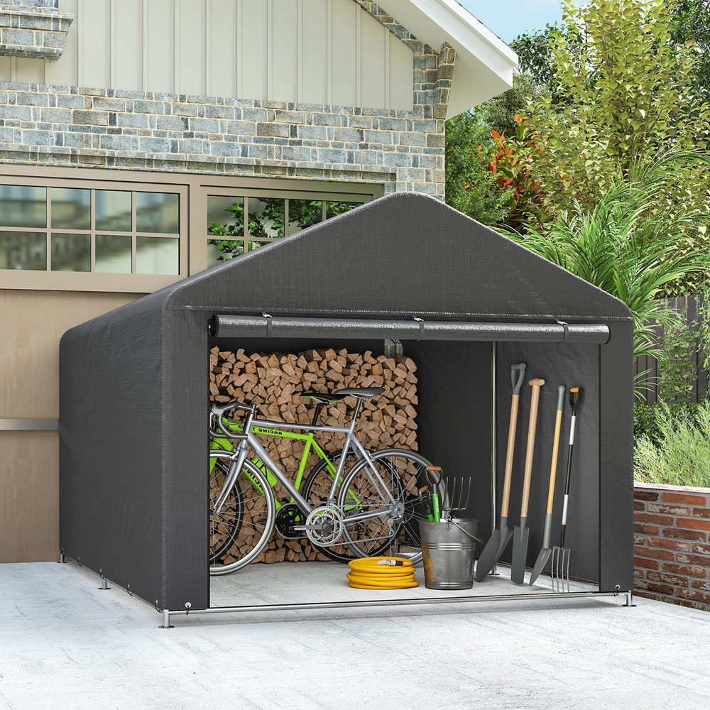 Outsunny 6.6 x 7.8ft Dark Grey Garden Bike Storage Shed Image 7