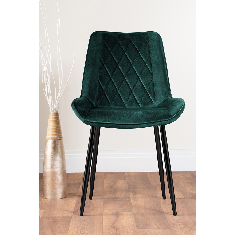 Furniturebox Cesano Set of 2 Green and Black Velvet Dining Chair Image 2
