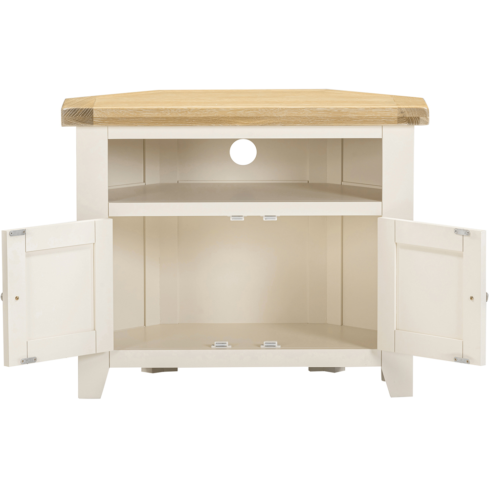 Seconique Windsor 2 Door Ivory and Oak Corner TV Unit Image 4