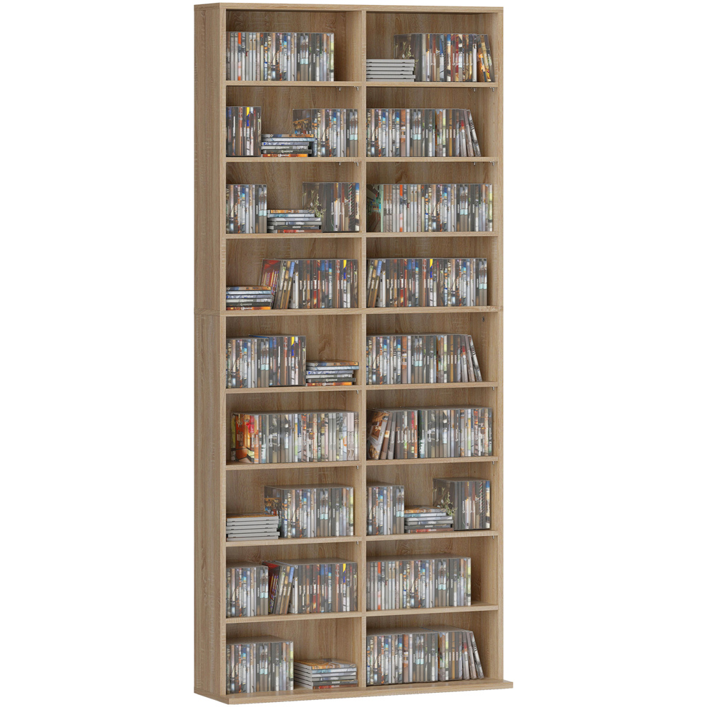 HOMCOM 18 Shelf Natural DVD and CD Media Storage Unit Image 2