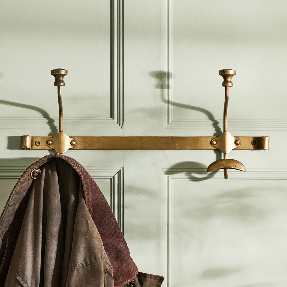 Dibor Duke Antique Brass Metal Wall Mounted 2 Hook Rack Image 2