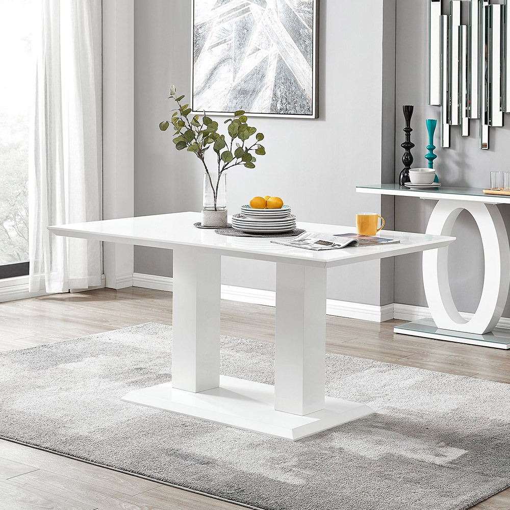 Furniturebox Molini Solara 6 Seater Dining Set White Gloss Cappuccino and Chrome Image 2