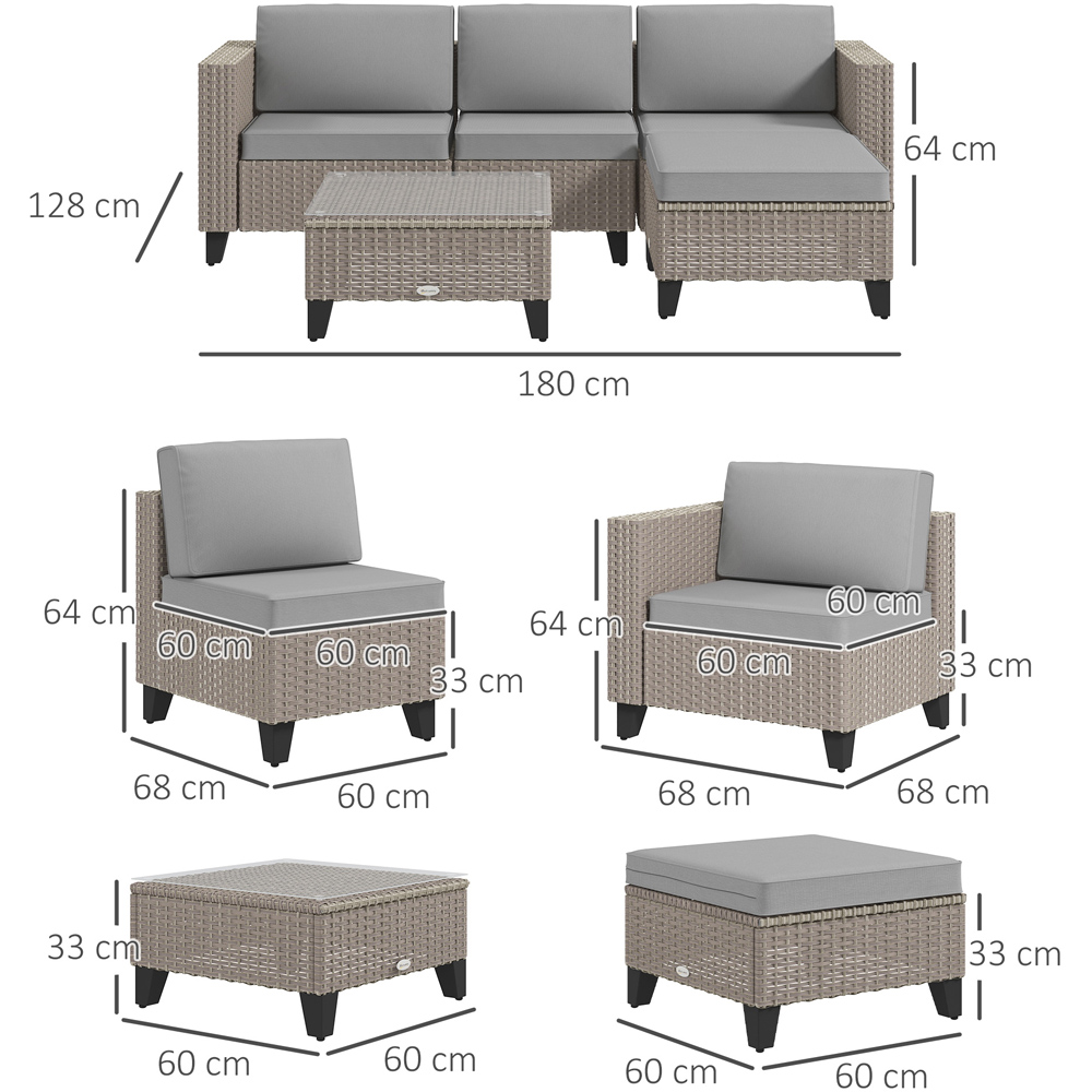 Outsunny 4 Seater Brown Rattan Sofa Lounge Set Image 7